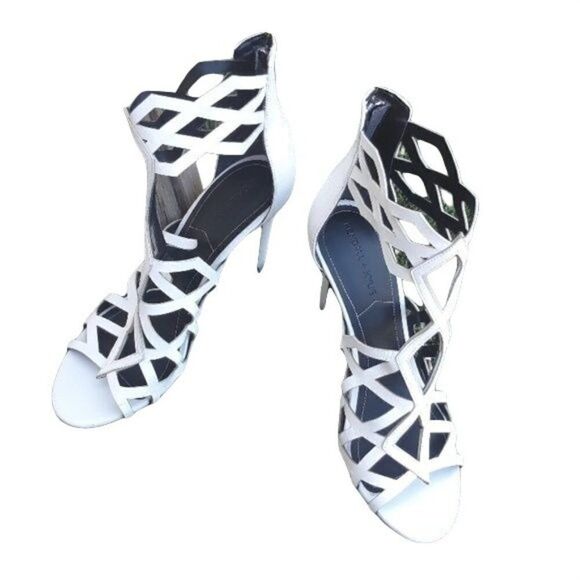 Kendall + Kylie Elena Caged Leather Cutout Stiletto Ankle Strap Heels Sz 7.5 - Picture 1 of 8